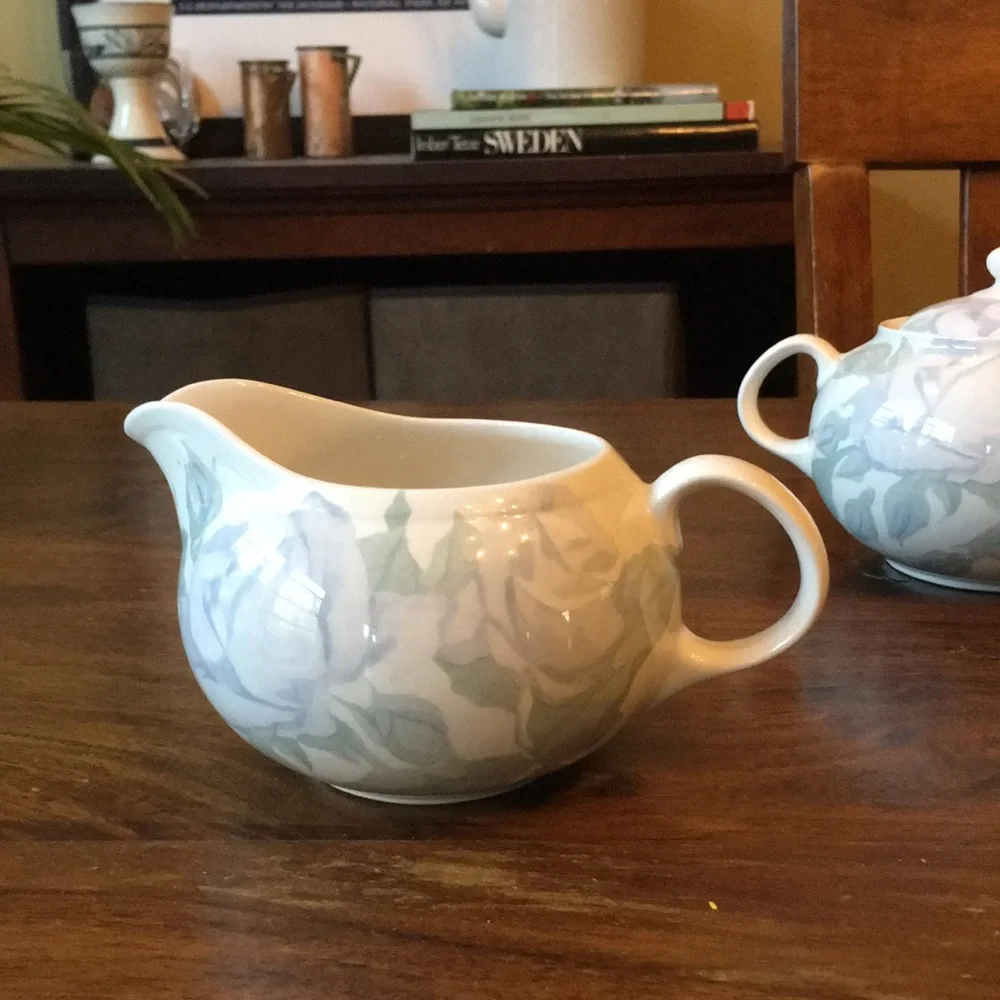 2 Crate & Barrel Creamer & Sugar Bowl Camden Gardens by Kathleen Wills England